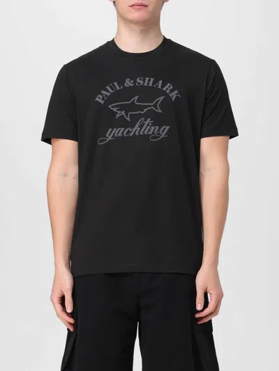 Paul & Shark Logo-print Cotton T-shirt In Black