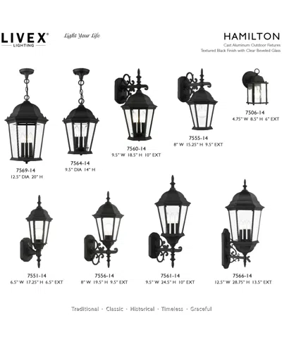 Livex Hamilton 3 Light Outdoor Wall Lantern In Textured Black