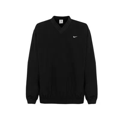 Shop Nike Solo Swoosh Crinkled Drop Shoulder Sweatshirt In Black