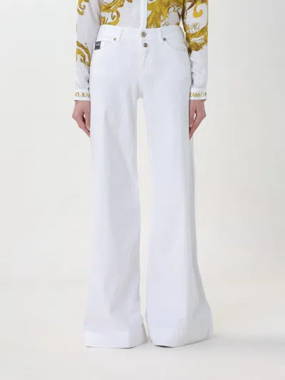 Versace Jeans Couture 5 Pockets Logo Patch Flared Jeans In White