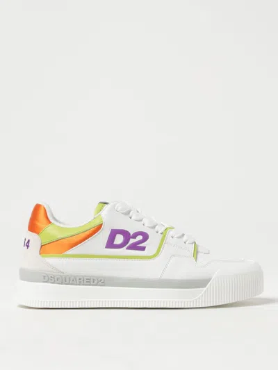 Dsquared2 Multicolor Leather And Polyester New Jersey Sneakers In White