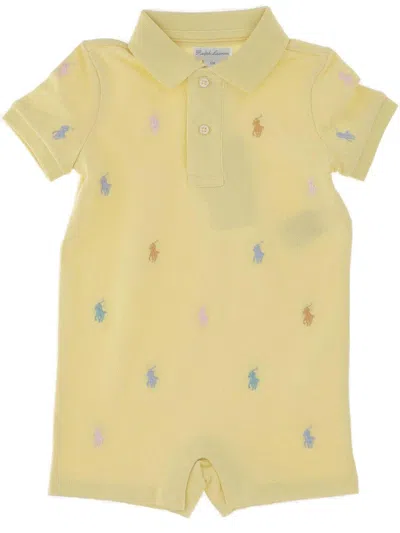 Shop Ralph Lauren Kids Logo Embroidered Polo Shorties In Yellow