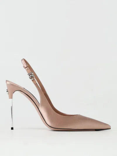 Dolce & Gabbana Women Beige Satin Slingback Heels, 7.5/8.5 Luxury Pumps & Heels For Women Darveys In Pink