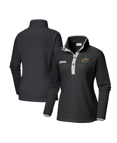 Columbia Black Minnesota Wild Benton Springs Half-snap Jacket In Black