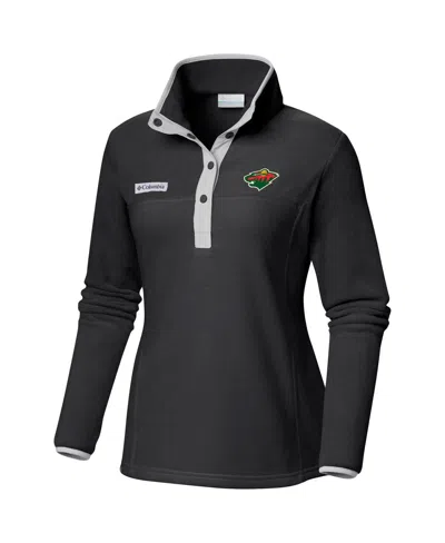 Columbia Black Minnesota Wild Benton Springs Half-snap Jacket In Black