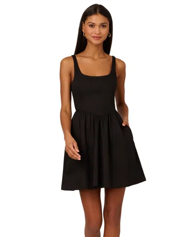 Shop Adrianna By Adrianna Papell Women's Scoop-neck Mini Dress In Black