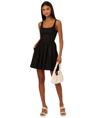 Shop Adrianna By Adrianna Papell Women's Scoop-neck Mini Dress In Black