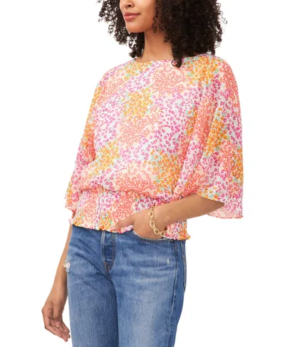Shop Sam & Jess Women's Smocked-waist Top In Pink Floral