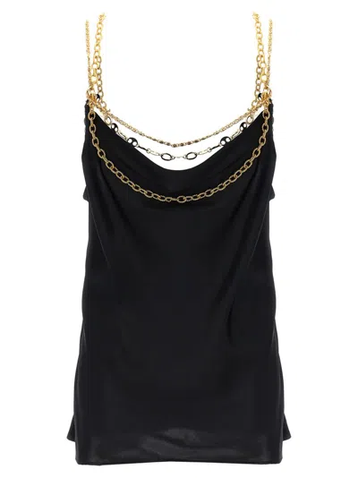 Shop Rabanne Paco  Chain Detailed Cowl Neck Sleeveless Top In Black