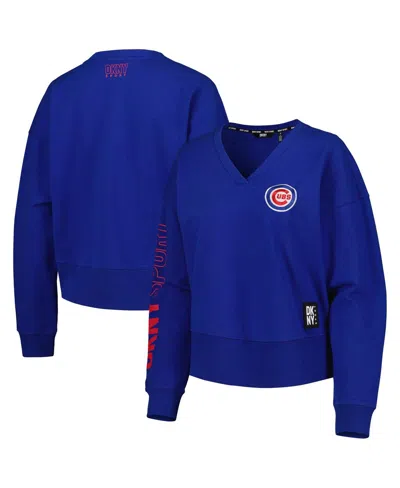 Shop Dkny Women's  Sport Royal Chicago Cubs Lily V-neck Pullover Sweatshirt