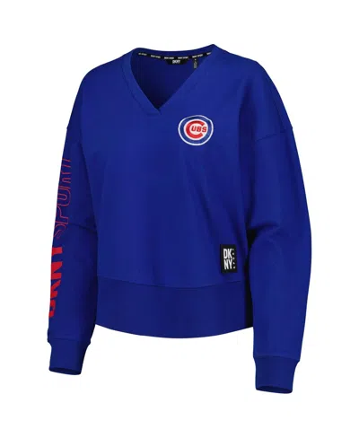 Shop Dkny Women's  Sport Royal Chicago Cubs Lily V-neck Pullover Sweatshirt