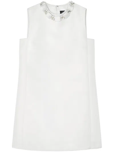 Shop Versace Bead-embellished Shift Mini Dress - Women's - Polyester/viscose/silk In Weiss