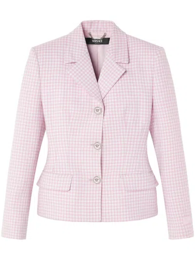 Shop Versace Pink Contrasto Wool Blazer In Rosa
