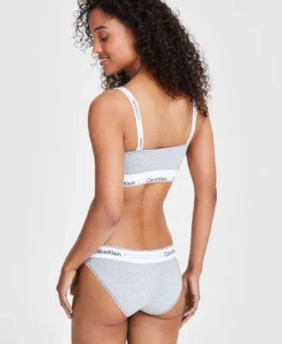 Calvin Klein Modern Cotton Lightly Lined Bandeau Bikini Underwear In Grey Heather