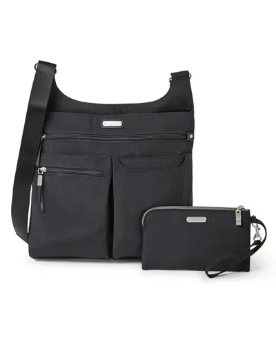 Baggallini On Track Zip Crossbody With Rfid Phone Wristlet In Black