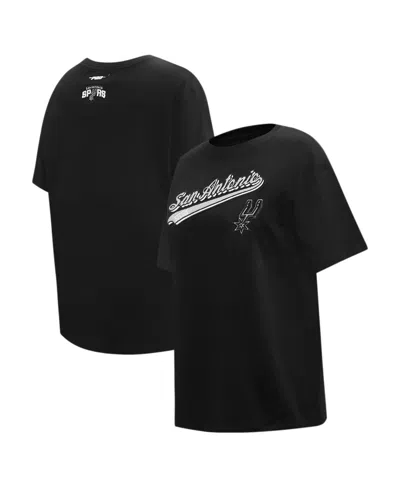 Pro Standard Black San Antonio Spurs Script Boyfriend T-shirt In Black