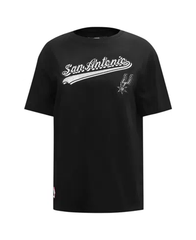 Pro Standard Black San Antonio Spurs Script Boyfriend T-shirt In Black