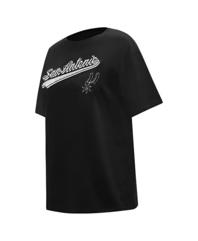 Pro Standard Black San Antonio Spurs Script Boyfriend T-shirt In Black