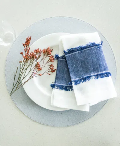 Shop Mode Living Avalon Napkins, Set Of 4 In Navy And White