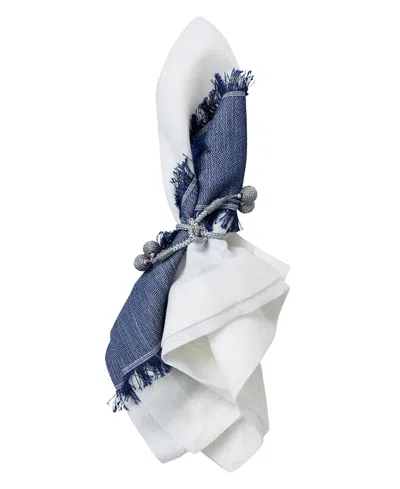 Shop Mode Living Avalon Napkins, Set Of 4 In Navy And White