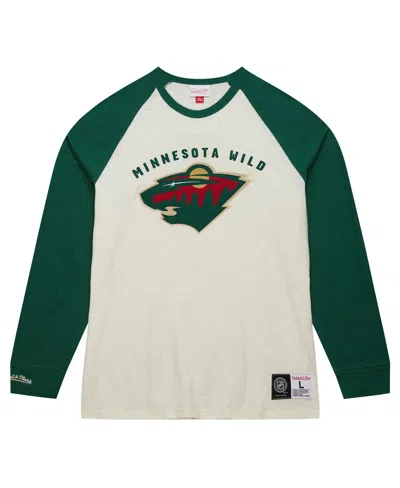 Shop Mitchell & Ness Men's  Cream Minnesota Wild Legendary Slub Vintage-like Raglan Long Sleeve T-shirt