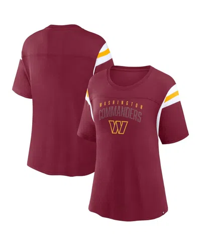 Shop Fanatics Women's  Burgundy Washington Commanders Classic Rhinestone T-shirt