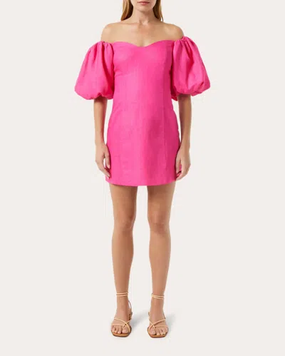 Shop Rhode Women's Dali Linen Puff-sleeve Dress In Pink
