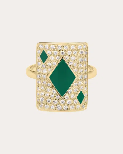Mysteryjoy Women's Lucky Honneur 18k Gold Lacquer And Lab-grown Diamond Ring In Gold