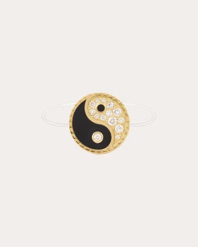 Mysteryjoy Women's Yin Yang 18k Gold Lacquer And Lab-grown Diamond Ring In Gold