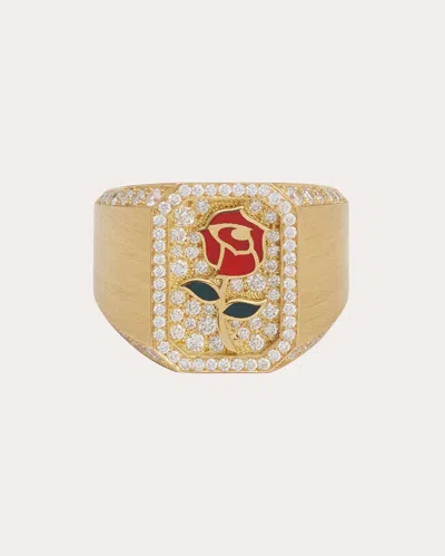 Shop Mysteryjoy Women's Rose Antique Signet Ring In Gold