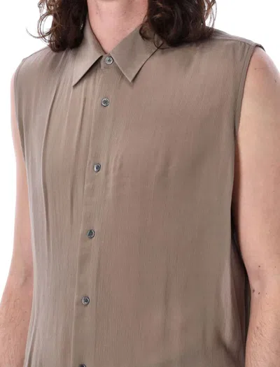 Shop Ami Alexandre Mattiussi Ami Paris Sleeveless Shirt In Light Taupe