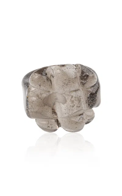 Shop Keane Quilted Glass Ring In Grey