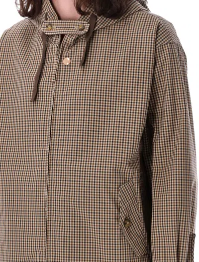 Shop Baracuta Four Climes Reversible Hooded Jacket In Tattersal Tan