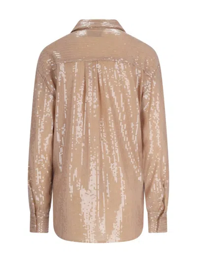 Giuseppe Di Morabito Sequin Embellished Long Sleeve Top With Chest Pocket In Brown