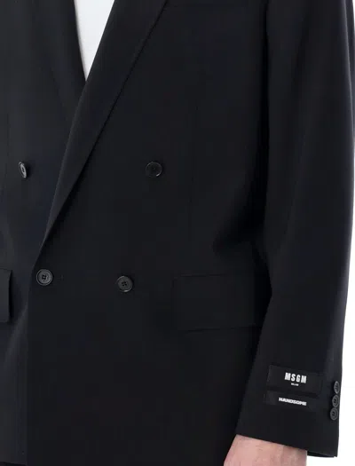 Shop Msgm Double Breasted Blazer In Black