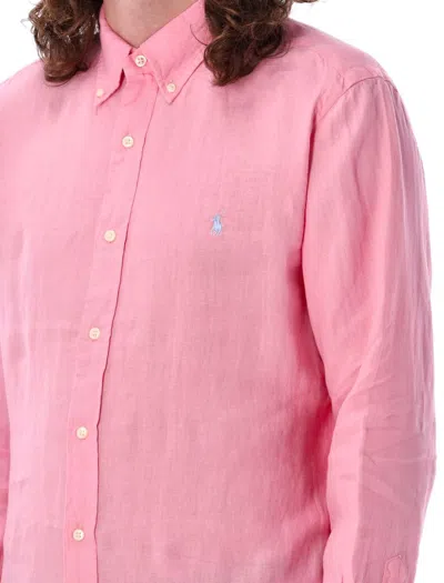 Shop Polo Ralph Lauren Custom Fit Shirt In Florida Pink