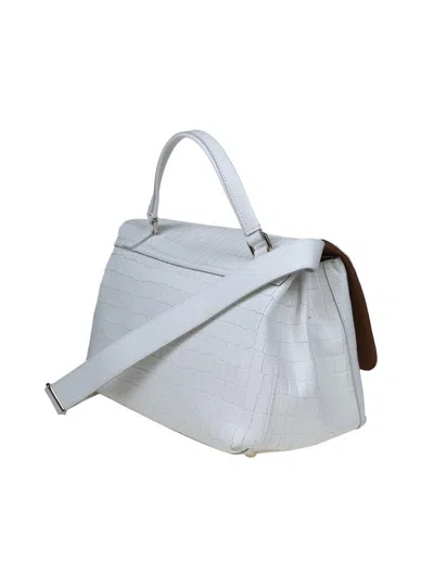 Shop Zanellato Croco Print Leather Bag That Can Be Carried By Hand Or Over The Shoulder In White