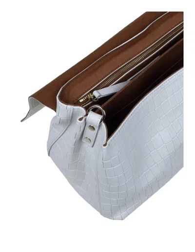 Shop Zanellato Croco Print Leather Bag That Can Be Carried By Hand Or Over The Shoulder In White