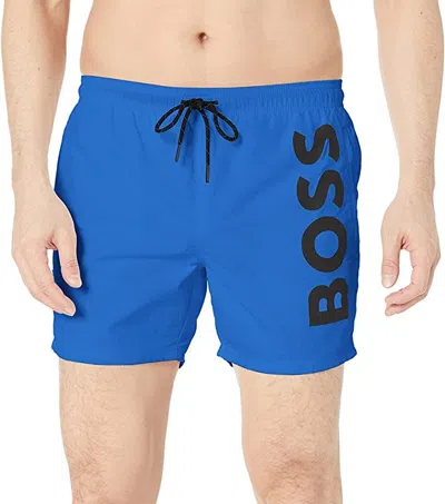 Shop Hugo Boss Men Octopus Royal Blue Logo Swim Shorts