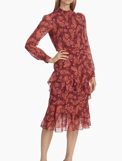 Shop Saloni Women's Silk Georgette Midi Dress 2025 In Red