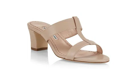 Shop Manolo Blahnik Women Kesbihi 50mm Leather Mules High Heel Sandals Nude In Orange