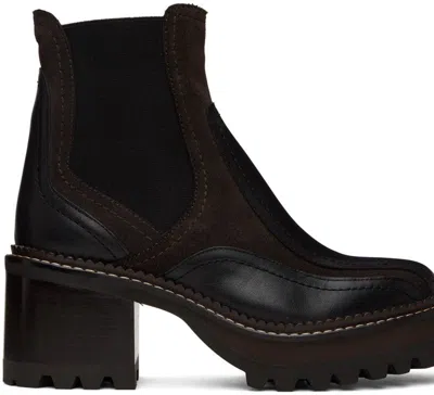 Shop See By Chloé Women's Black Leather Heeled Booties