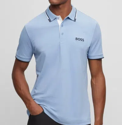 Shop Hugo Boss Men's Light Blue Stretch Cotton Paddy Pro Short Sleeve Polo T-shirt