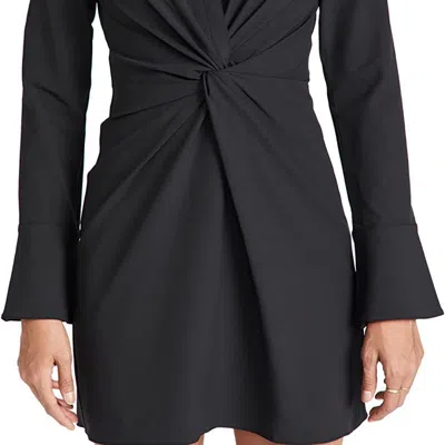 Shop Cinq À Sept Women's Black Ruched Front Polo Collar Mckenna Mini Dress