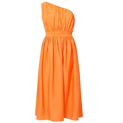 Shop French Connection Women's Faron Midi One Shoulder Dress In Orange