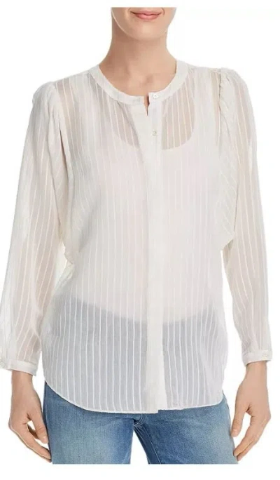 Shop Joie Women's White Rashelda Striped Sheer Long Sleeve Blouse
