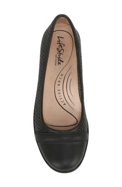 Shop Lifestride Nile Ballet Flat In Black Perforated