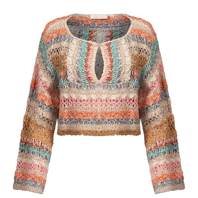 Shop Mes Demoiselles Ica Knitted Sweater Multi In Pink