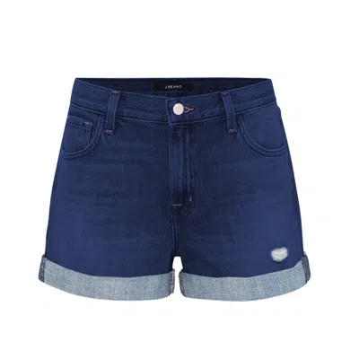 Shop J Brand Johnny Mid Rise Shorts In Blue