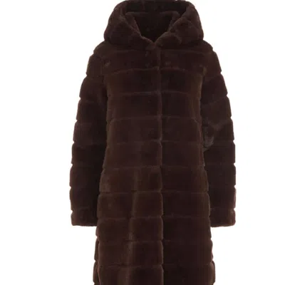 Shop Apparis Women's Celine Faux Fur Hooded Coat In Brown